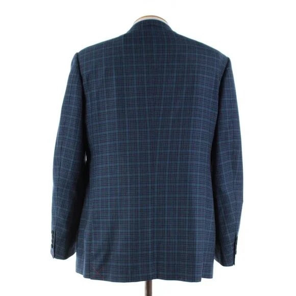 Cardinal of Canada NWT 100% Wool Sport Coat Size 44R US In Blues w/ Teal Plaid